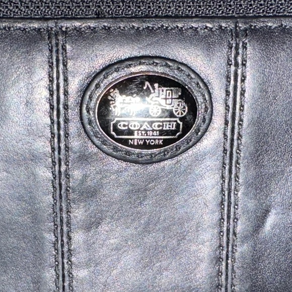 Coach Black Leather Wristlet with Logo - Picture 2 of 4
